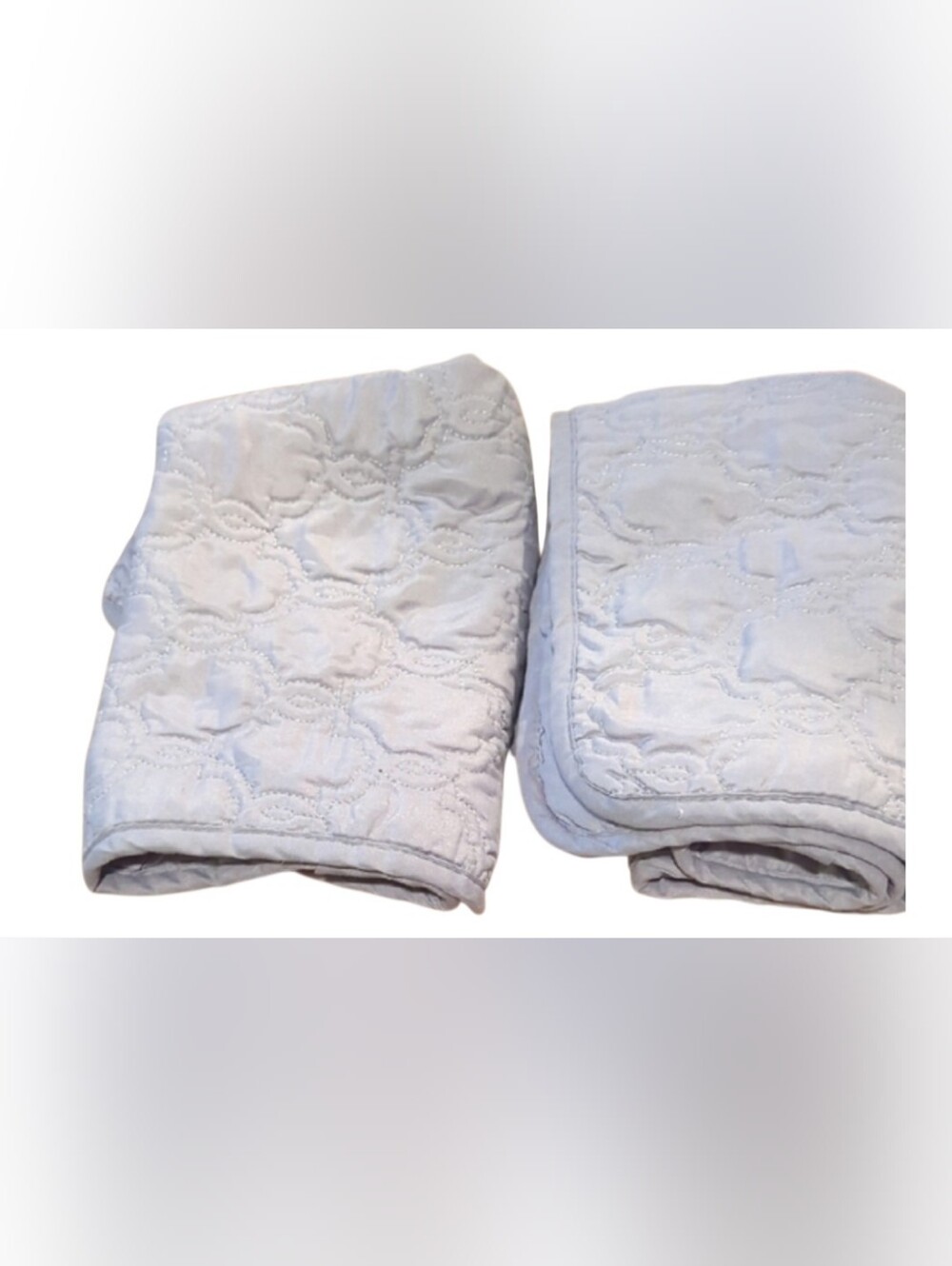 Set Of Two Vintage Quilted Pillow Shams. Soft Gray